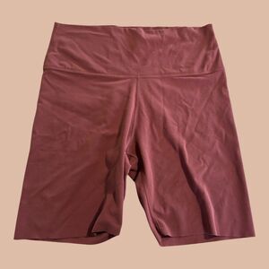 Nike Yoga Dri-Fit Biker Shorts Womens L Burgundy Athleisure Pull On CZ9194-217
